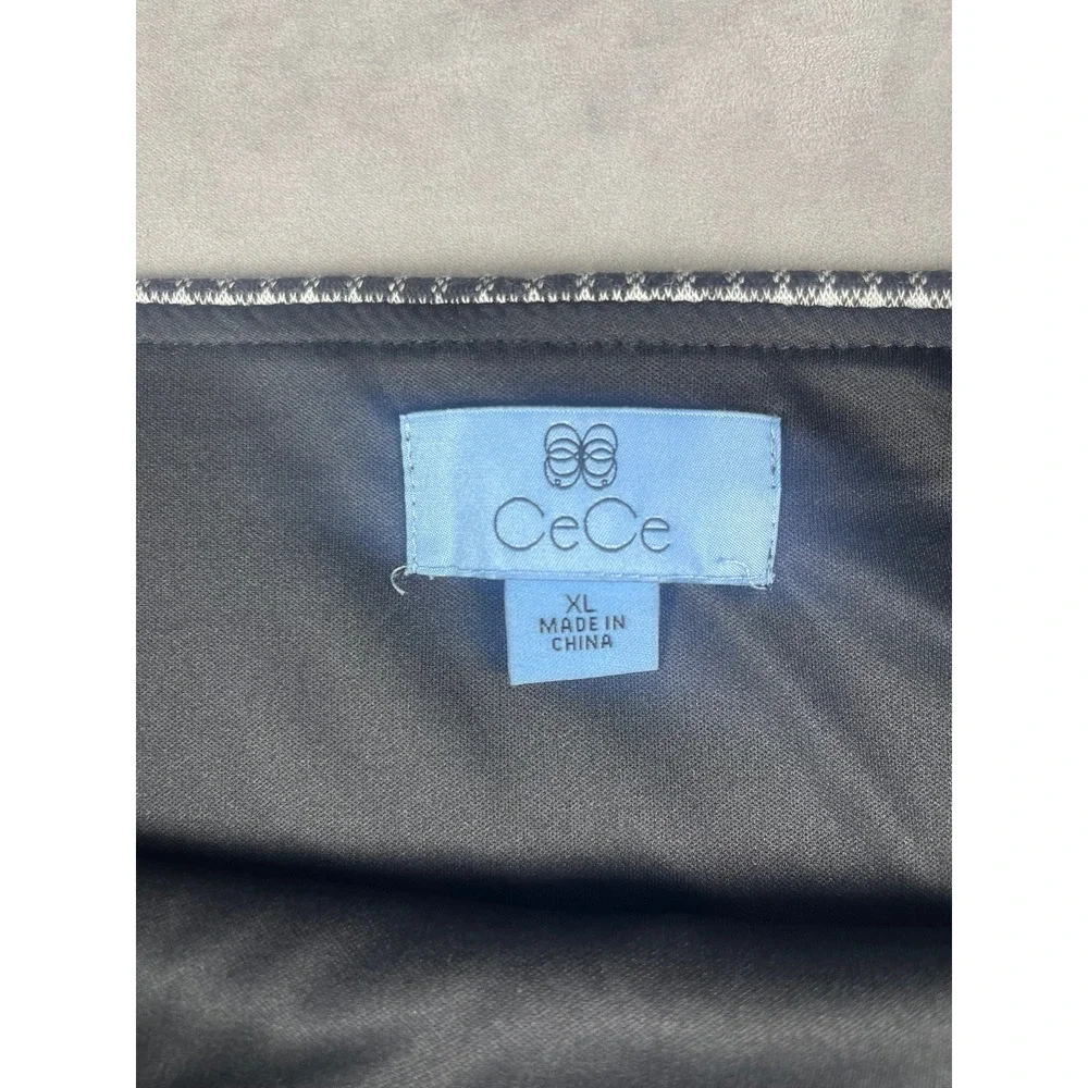 CeCe Autumn Blooms Black White‎ Micro Check Pencil Skirt XL NWT 7058801